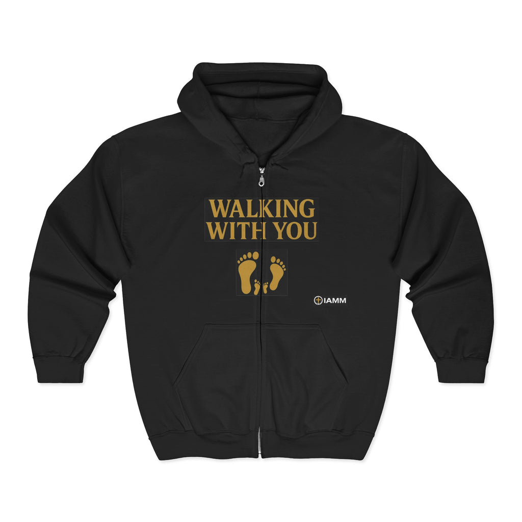 God is "Walking With You" Zip Hoodie by IAMM – Inspirational Footprint Design