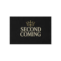 2nd Coming Outdoor Rug — 'Second Coming' Black Doormat with Gold Crown Design