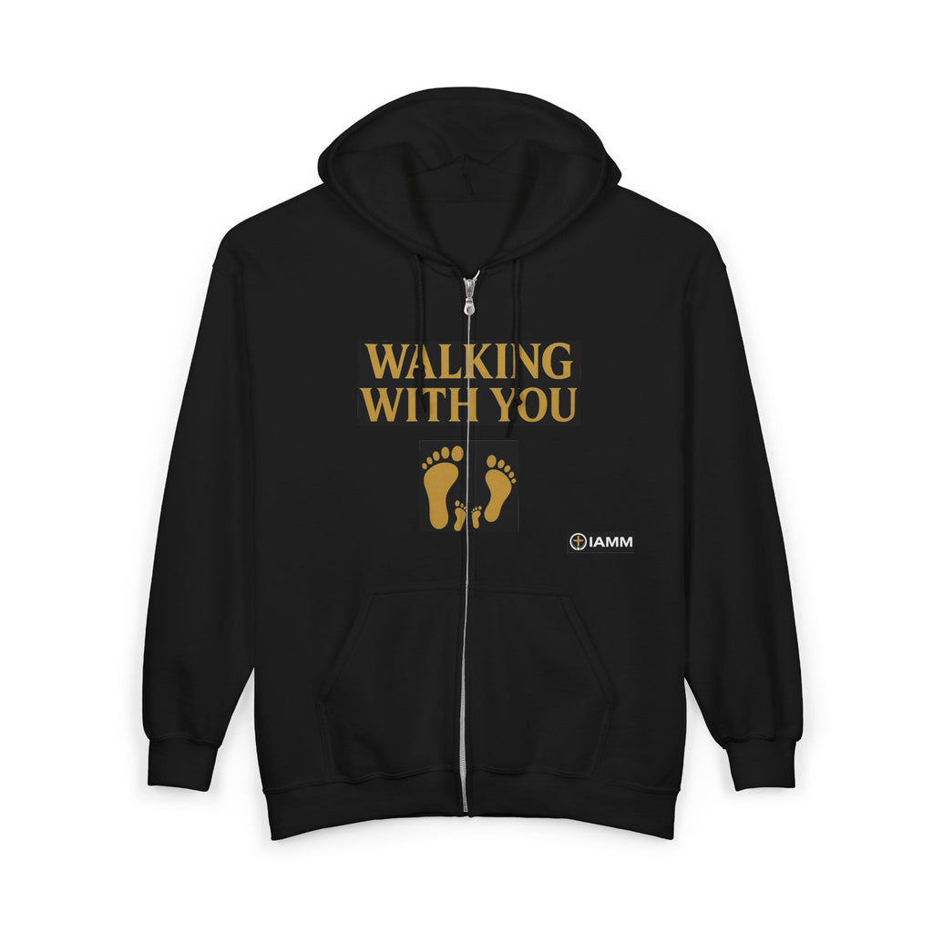 God is "Walking With You" Zip Hoodie by IAMM – Inspirational Footprint Design