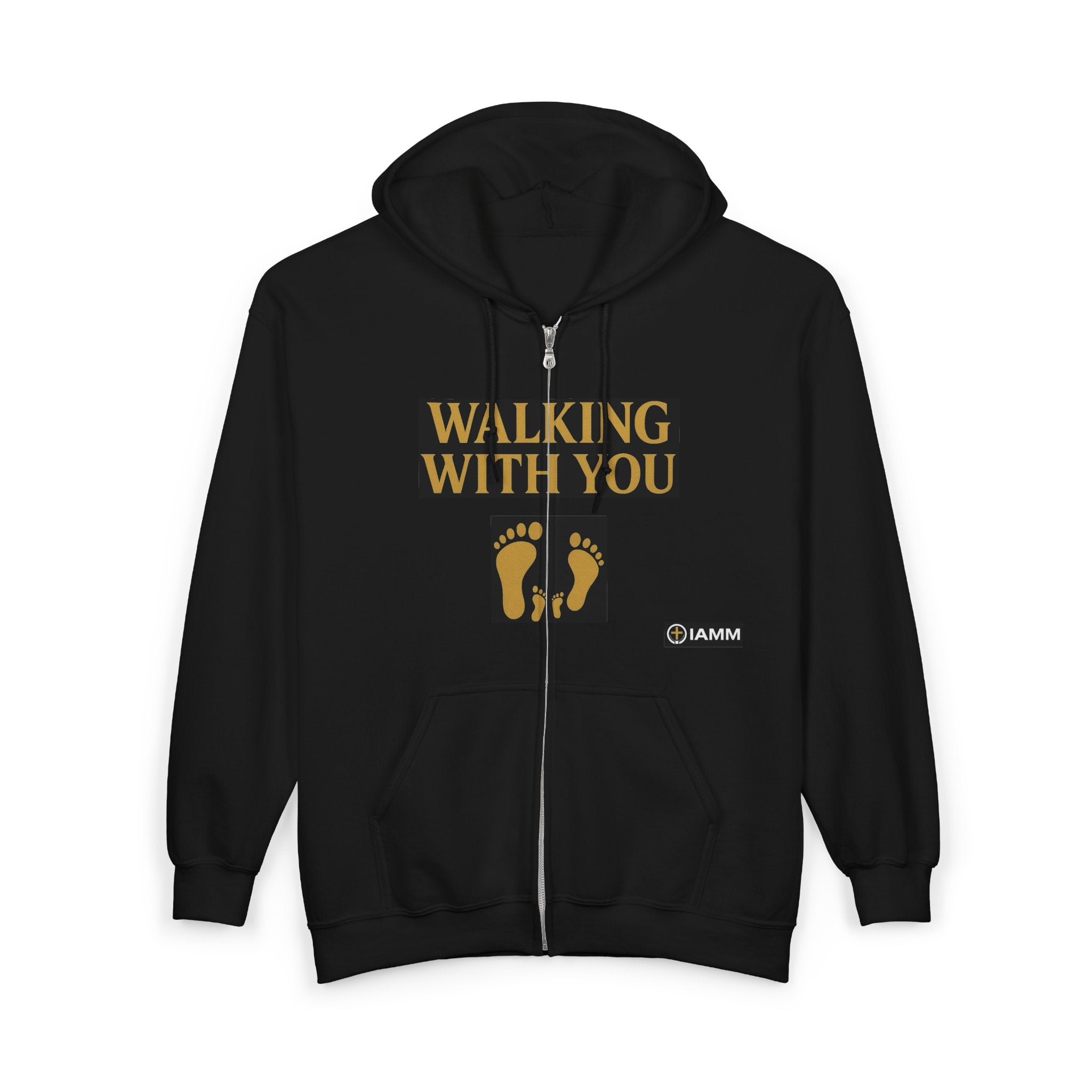 God is "Walking With You" Zip Hoodie by IAMM – Inspirational Footprint Design