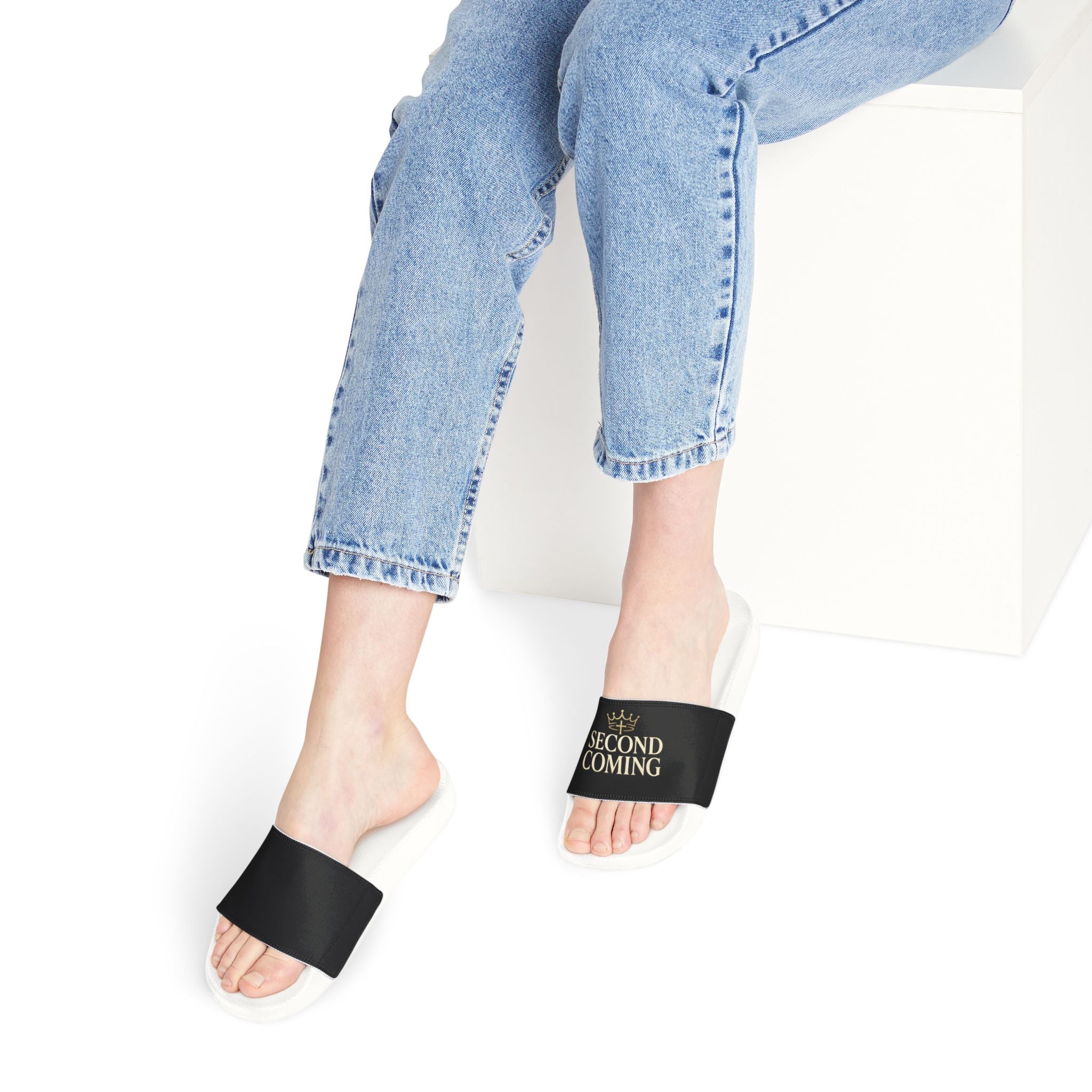 2nd Coming Women's Removable-Strap Slide Sandals — Customizable White Strap Pool & Casual Slides