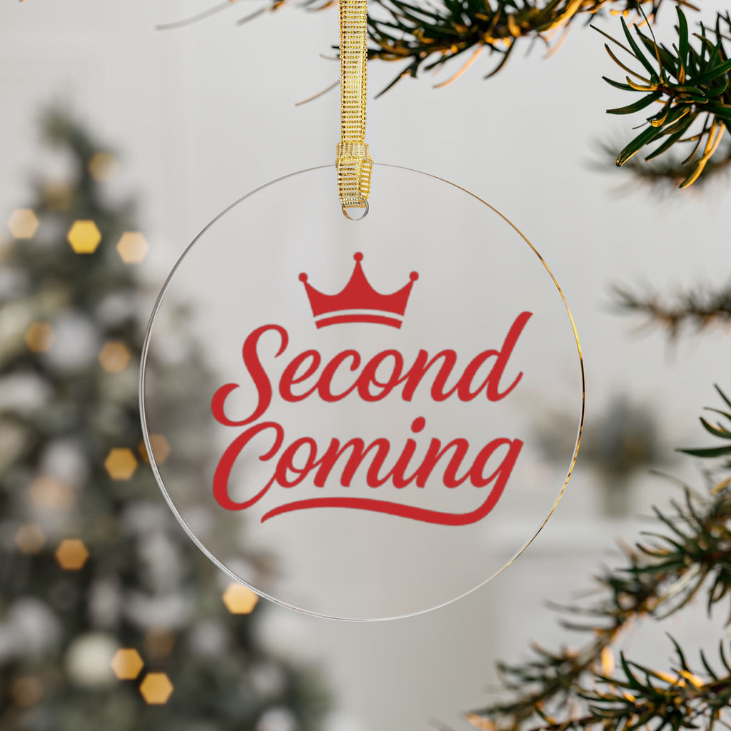 2nd Coming Red Acrylic Ornament — “Second Coming” Christmas Tree Decoration