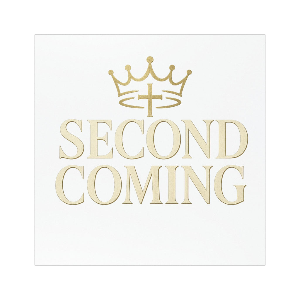 Second Coming Religious Car Magnet — Gold Crown & Cross Faith Decal