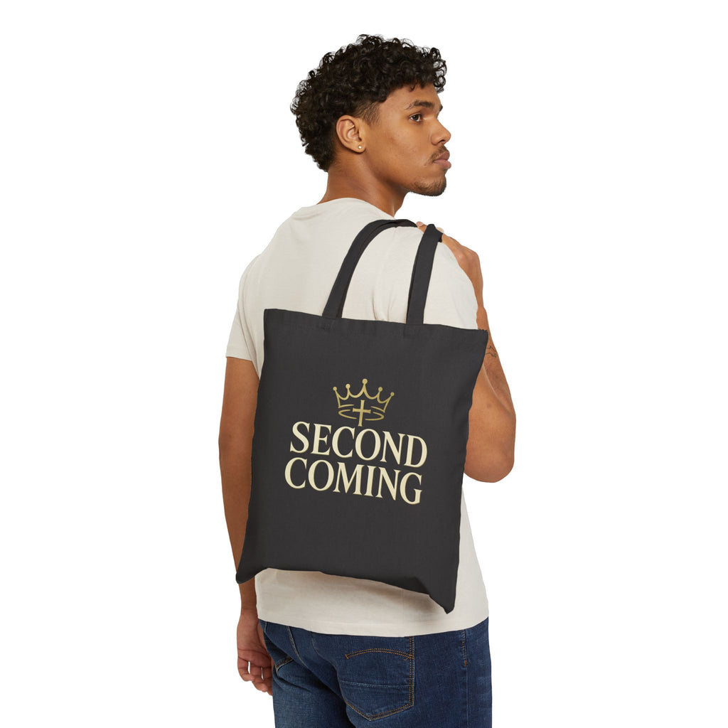 Second Coming Canvas Tote Bag — Faith-Inspired Reusable Grocery & Church Bag