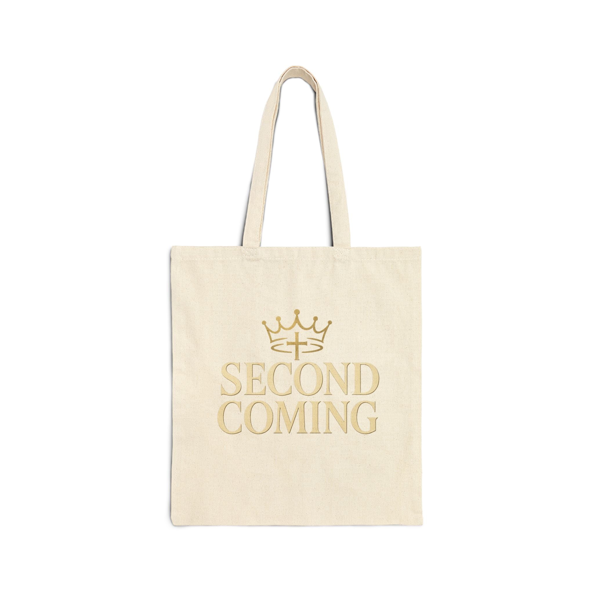 Second Coming Canvas Tote Bag — Faith-Inspired Reusable Grocery & Church Bag